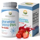 Suplemento natural de antihistamínico, Medicina de alergia a los niños, Alivio de Sinus &amp; Alergias para el polen, Pet Dander, Dust, Mold y Odor, 60 tabletas cortables de fruta de fresa