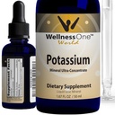 WellnessOne Ionic Potassium Supplement - Potassium Chloride Drops for Fast Absorption - Boost Immune System &amp; Muscle Function - USA Tested, Vegan, Non-GMO, Gluten Free, Unflavored, 1.67 fl oz
