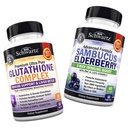 Complejo Glutathione con extracto de carburante de leche, vitamina C &amp; quercetina + Sambucus cápsulas de arándano con zinc &amp; vitamina C - fórmulas antioxidantes naturales - promueve soporte para hígado &amp; inmunológico