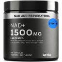 Toniiq NAD+ Suplemento 1500mg - Ultra High Strength NAD Suplemento con Ingredientes estudiados clínicamente con RiaGev-WSTM Patented, Resveratrol y Niacin - 60 cápsulas