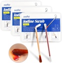 Povidone Iodine Swabs - 150 Sticks Sterile Iodine Swabsticks, Individualmente Wrapped Cotton Swabs, Solution Filled for Wound Cleansing, First Aid, Travel