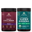 Antigua Nutrición Multi Collagen Advanced Powder Cleanse & Detox, Deflavored, 36 Servings + Orgánico SuperGreens Polvo, Greens Flavor, 25 Servings