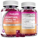 Suplementos Cortisol para Mujeres Hombres, Gummies Cortisol con Ashwagandha, Magnesio, L-Theanine, Phosphatidylserine, B6 para Cortisol Detox, Relax, Sleep, Focus, Sugar-Free, Vegan, 120