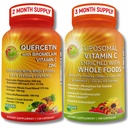 Quercetina con bromelaina, vitamina C " Zinc " Vitamina Liposomal C 1500mg – Immune Support Bundle with Organic Acerola Cherry, Camu Camu " Whole Food Antioxidants – Vegan, Non-GMO, Clean Label