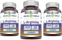 Increíble fórmulas L-Arginine Suplemento TENIDO 1000 Mg Por Serving TENIDO Tablets TENIDO Aminoácidos Suplemento para Mujeres y Hombres TENIDO No-GMO ANTERITO Gluten Free TEN Made in USA (120 Conteo ANTE 3 Pack)