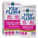 Planeta Vital - Probióticos de Flora Vital para Mujeres 60 Billones CFU, Strains Diversos, Estante diario Probiótico Estable con Prebióticos Orgánicos, para Apoyo Vaginal, Salud Inmune y Digestiva 30 cápsulas