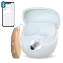 RIC Single Hearing Aid for Seniors ,CUSTOM FIT Digital Over-The-Counter Rechargeable Tinnitus Masking Premium Hearing Aid Solution for Adults,Nearly Invisible Bluetooth Call Enabled, Auto-On, 1pc Left Side
