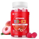 Vitamina D3 K2 Gummies - 90 Conde Sugar Vitamina Gratuita D3 9000 UI + K2(MK-7) 90 mcg para Bone &amp; Immune Health, Vegan Chewable K2 D3 Suplemento Vitamina para Hombres (Peach Flavor)