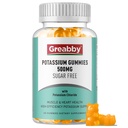 Gummies de potasio, Cloruro de Potasio para Adultos, 60 Servimientos, Suplemento de Potasio Libre de Azúcar, Alivio del Musculo y Salud del Corazón para Mujeres Hombres, Equilibrio de Electrolitos, Suministro de Potasio Eficiente