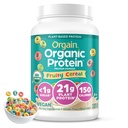 Orgain Orgain Pólvora de proteínas orgánicas, Cereales afrutados - 21g Proteína con base vegetal, fibra prebiótica de 8g, carbohidratos bajos, sin ingredientes de lactosa, sin azúcar añadido, no fumador, para sacudidas " , 2,03 lb