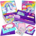 Juego original de escritura de cartas de Unicornio - 45-Piece de papel multicolor &amp; pegatina con caja de almacenamiento púrpura - papel de papel " para niñas