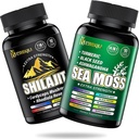Sea Moss y shilajit Bundle - 90AD Conde - Sea Moss, Black Seed Oil, Ashwagandha, Turmeric " Shilajit, Rhodiola Rosea,Burdock, Bladderwrack 21 en 1 Suplementos (2 Packs)