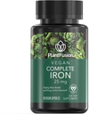PlantFusion Vegan Iron Suplementos de, Premium Plant Based Iron Suplementos para Mujeres y Hombres (25 mg), Plus Folate " B12, 90 Veggie Capsules