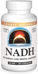 Fuente Naturales NADH 10mg, Energía Boost y Alerta Mental - 20 Lozenges