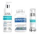 Rosacea Tratamiento Productos, Conjunto de 3 Vidas Redness Suplemento Alivio, Honey Gel Cleanser y CoQ10 Facial Serum por Rosadyn+