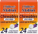 Motrin para niños sin tinte Tablas para el dolor y la fiebre, uva, 24 conde (Pack of 2)