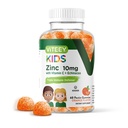 Viteey Zinc para niños Gummies 10mg, con vitamina C &amp; Echinacea - Soporte inmunitario, potente antioxidante natural, niños Zinc vitamina Suplemento - Vegan, Gelatin Gratis - Tasty Chewable Orange Flavor Gummy