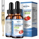 2 Pack Magnesio líquido gotas Glycinate con Taurate & Citrato, Magnesio calma con Omega3, L-Theanina, Potasio, Ashwagandha, Vitamina para el sueño, Musculo, Salud Inmune, Sabor de Fresa Libre de Azúcar