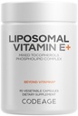 Codeage Liposomal Vitamina E Suplemento - All Vitamin E Tocopherols - Suministro de 3 meses - Alpha Tocopherols, Beta, Gamma y Delta - Liposomal Mixed Tocopherols - Non-GMO Phospholipid - 90 cápsulas