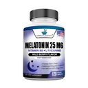 Melatonina 25mg Por Una Tablet, 120 Chewable Tablet with L-Theanine & Vitamin B-6, Supports Healthy Sleep Cycle , Promotes Calming " Restful Sleep, Vegan, NON GMO, Made In USA
