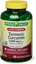 Spring Health 2 Set- Spring Valley Ultra-Strength Turmeric Curcumin 1,500mg 90 cápsulas + su guía de vitaminas, 1.0 cuenta