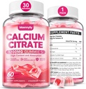 Calcium Citrate Gummies 1200 mg para adultos: Ultimate Absorption Suplemento de calcio para hombres y mujeres - Fácil de digerir, Vegan, No GMO, Gluten Gratis - Natural Strawberry Flavor