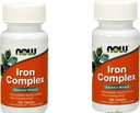 2 Botellas de AHORA Comidas IRON COMPLEX 100 Tabs