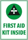 Seguridad, Advertencia - kit de primeros auxilios de precaución dentro, Tamaño 7 x 10 pulgadas, Blanco Vinilo