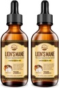 Suplemento de mango de leones vivos de la naturaleza, gotas de extracción de setas líquidas, 8 piezas Complejo para sistema inmunitario, memoria, foco, suplemento de setas con mango de león, cordones, reishi, Vegan, 2 paquete