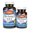 Carlson - Elite Omega-3 Plus D &amp; K, 700 mg Omega-3 + D3 &amp; K2, Función, Bone Health &amp; Immune Support, Lemon, 60+30 Softgel