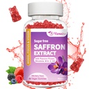 Saffron Gummies, 10 en 1 Saffron Suplementos Gummies con Magnesio, Ashwagandha & Rhodiola Rosea, Sugar Free Vegan Mixed Berry Flavor - 60Cts