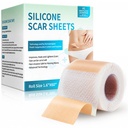 Hojas de cicatrices de silicona, cinta de cicatrices de silicona(1.6"x 60" Roll-1.5M), tiras de silicona, hojas de eliminación de cicatrices profesionales para cicatrices quirúrgicas, Keloid, C-Sección, Burn et