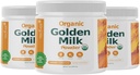 Polvo de leche de oro orgánico con vitaminas D3 " K2, Turmérico, Ginger, Curcumin, Cinnamon, KSM66 Ashwagandha, Basil Santo " Prebióticos Naturales – Delicious Turmeric Unsweetened Tea Latte - 3 Pack