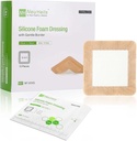 NeuHeils Silicone Adhesive Foam Dressing with Gentle Border 4'x4'' for Bed Sore Leg Ulcer 10 Pack, High Absorbency Waterproof Silicone Wound Bandage