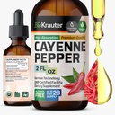 BIO KRAUTER® Cayenne Pepper Drops 684 mg - Pure Vegan Cayenne Pepper Suplementos 2 Fl.Oz 28 Días de suministro - Capsaicina natural para soporte digestivo - Alcohol &amp; azúcar libre, no GMO