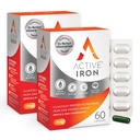 Suplemento activo de hierro 25 mg – Probado clínicamente para aumentar los niveles de energía de hierro – suave, no exigente, altamente absorbido – 120 cápsulas