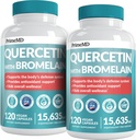 28-in-1 Quercetina con suplemento de bromelaina - Quercetina 500mg cápsulas para el soporte diario de la defensa inmunitaria - Quercetina con vitamina C y zinc para adultos Enriquecido con vitamina D (120 ct, Pack de 2)