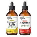Wild &amp; Organic Ginger Root Tincture 4 fl oz &amp; Cayenne Pepper Tincture 4 fl oz