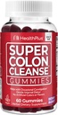Salud Plus Super Colon Cleanse Gummies 15 Day Supply of Gentle Overnight Relief from Occasional Constipation, Natural Senna Leaf Extract, Dietary Supplement, Mixed Berry Flavor, 60 Count