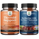 Bundle of Herbal Thyroid Support Complex - Potent Kelp Iodine Supplement for Hormone Balance and Balancing Berberine Plus 1200mg Por Serving Complex - Antioxidant Berberine with Ceylon Cinnamon