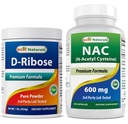 Mejores Naturales D-Ribose Polvo 1 Libra < NAC 600 mg