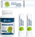 Basic Vigor Migrastil Migraine Support Kit con Migraine Stick, Capsules & Nausea Inhaler. Made in The USA