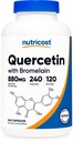Nutricost Quercetin 880mg, 240 cápsulas vegetarianas con Bromelain (165mg) - 120 esculturas (440mg Quercetin Per Cap) - Gluten Free, Non-GMO