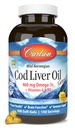 Carlson - Cod Liver Oil, 460 mg Omega-3 + vitaminas A & D3, Wild-Caught Norwegian Arctic Cod-Liver Oil, Sostentablemente Fuented Nordic Fish Oil Capsules, Lemon, 300 Softgels