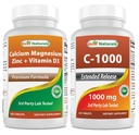Mejores Naturales Cal Mag Zinc con vitamina D3 &amp; vitamina C 1000 mg