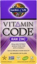 Jardín de vida, Código de vitaminas, Zinc crudo, 60 cápsulas vegetales