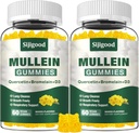2 Pack Mullein Gummies for Lungs, Mullein Leaf Extract Supplement for Digestive & Respiratory &amp; Immune Support with Bromelain, Quercetin, Mango Flavor, 120 Count