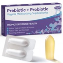 Suppositorios Probióticos Vaginales, Prebiótico Infundido con ácido hialurónico, árbol del té y vitamina C afectadasE, pH Balance Soporte Fórmula Lucha contra la sequedad, el olor y el malestar, Restaurar la salud femenina(12 Condes)