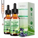 2 Pack Liquid Iron Suplemento para Mujer Hombres &amp; Niños, Vegan Iron Drops with Vitamin C D, B12, B-Complex, High Potency Liquid with Multivitamin for Anemia, Energy Support, Magnesium Iron Gentle