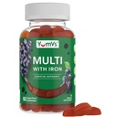 YUM-V'S Iron Gummies - Multivitamin Iron Supplement with Vitamin C, A, B & Zinc, Supports Blood Oxygen, Vegan Supplements for Women, Men &amp; Kids for Growth and Development - Grape Flavor ← 60 Count